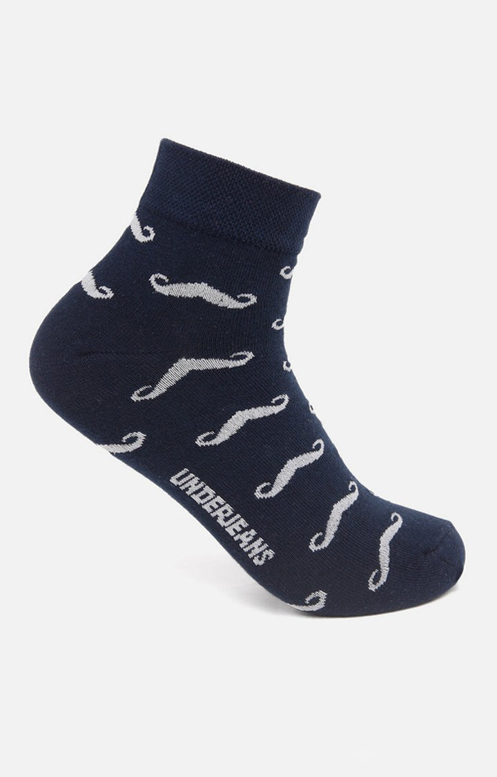 Men Premium Black Navy White Ankle Length (Non Terry) (Pack of 3) Socks- UnderJeans by Spykar