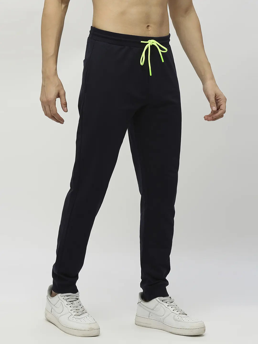 Underjeans By Spykar Men Premium Navy Blue Cotton Joggers Trackpant