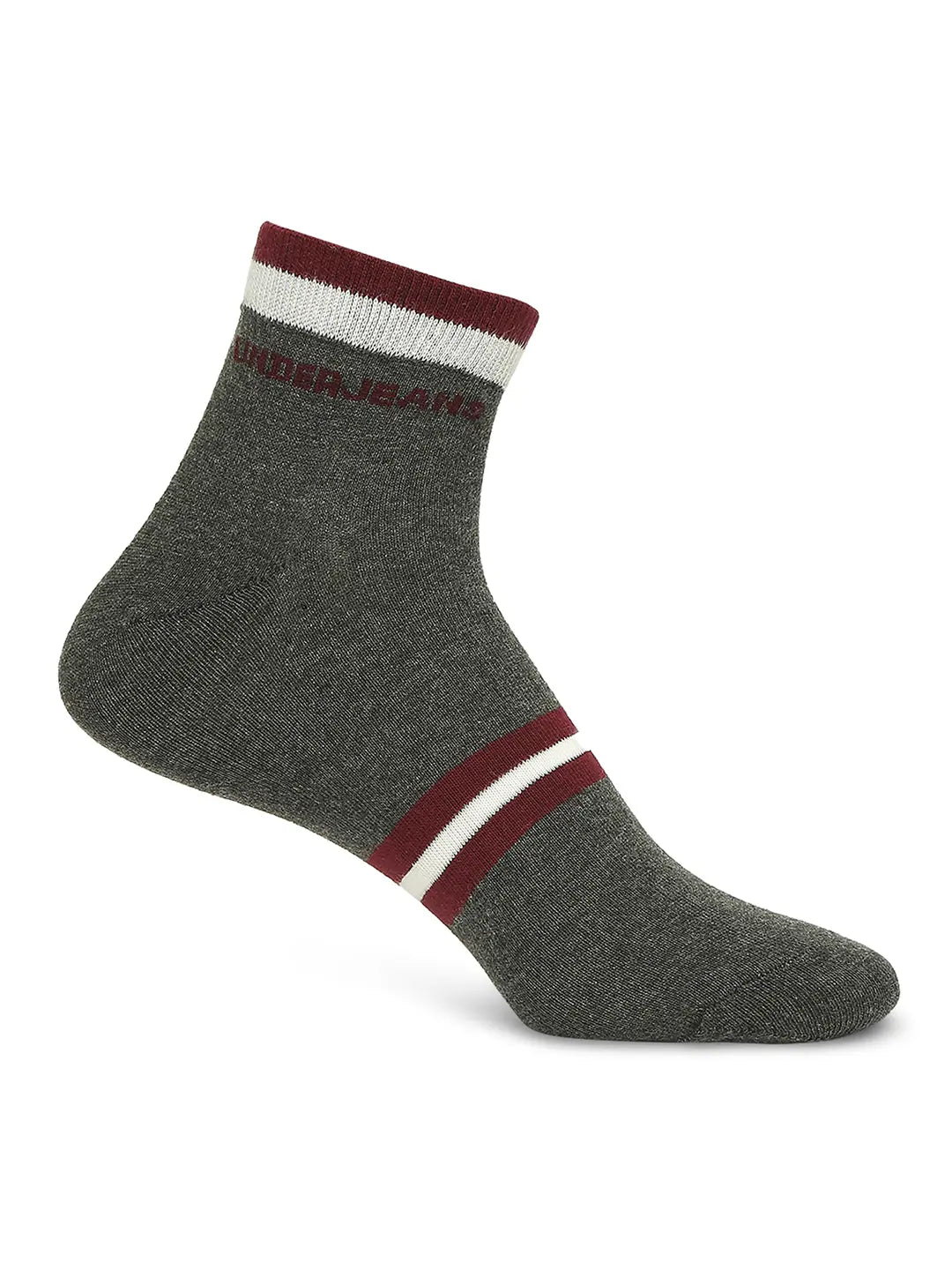 Men Premium Anthra Melange & White Ankle Length Socks - Pack Of 2- Underjeans by Spykar