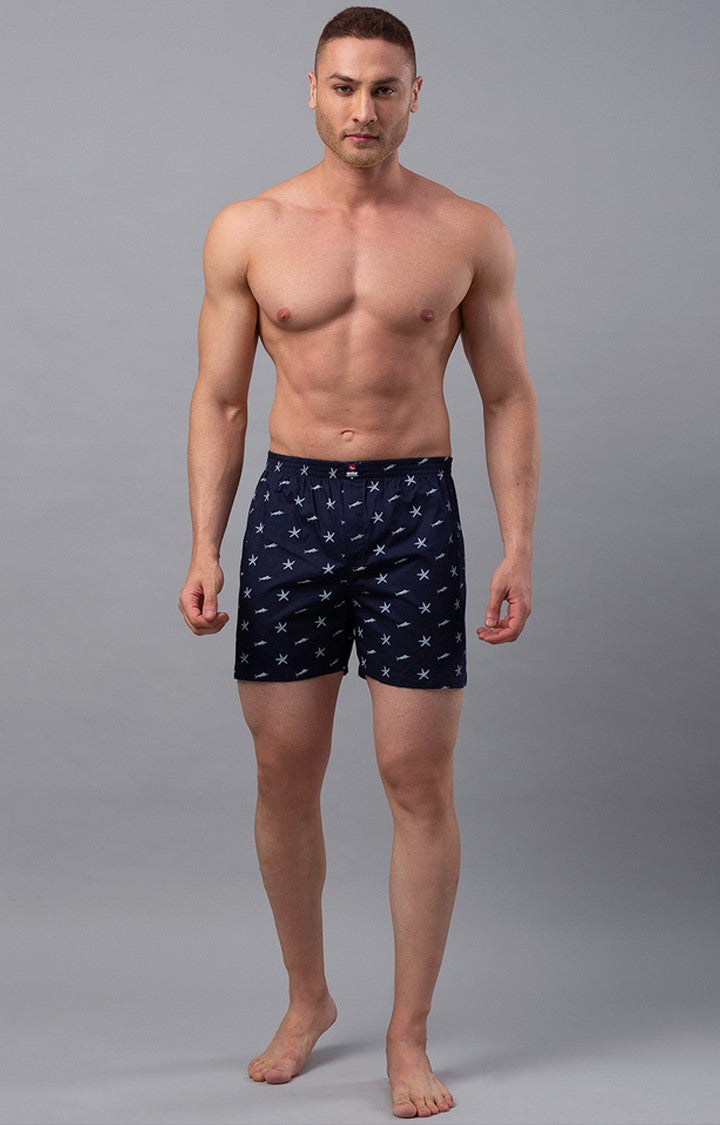 Blue Cotton Boxer for Men Premium - (Pack of 2)- UnderJeans by Spykar