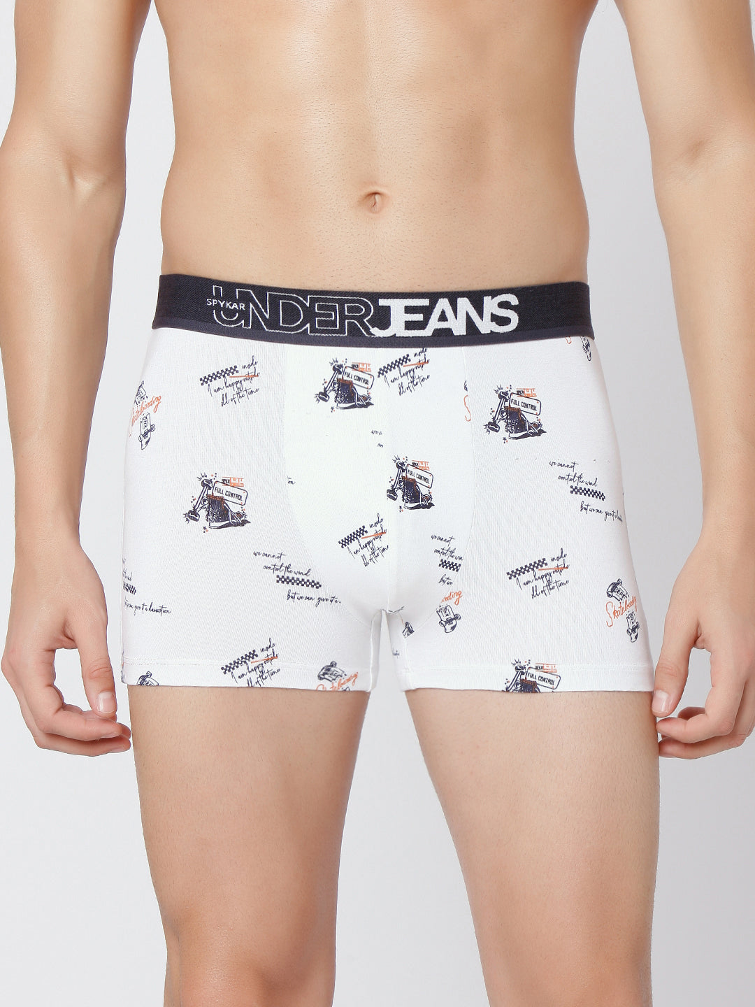 Men Premium White & Yellow Cotton Blend Trunk (Pack of 2)- UnderJeans by Spykar