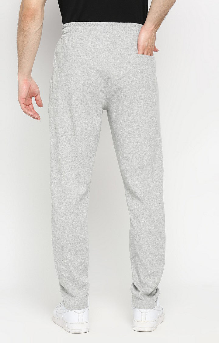 Men Premium Cotton Blend Knitted Grey Trackpant - UnderJeans by Spykar