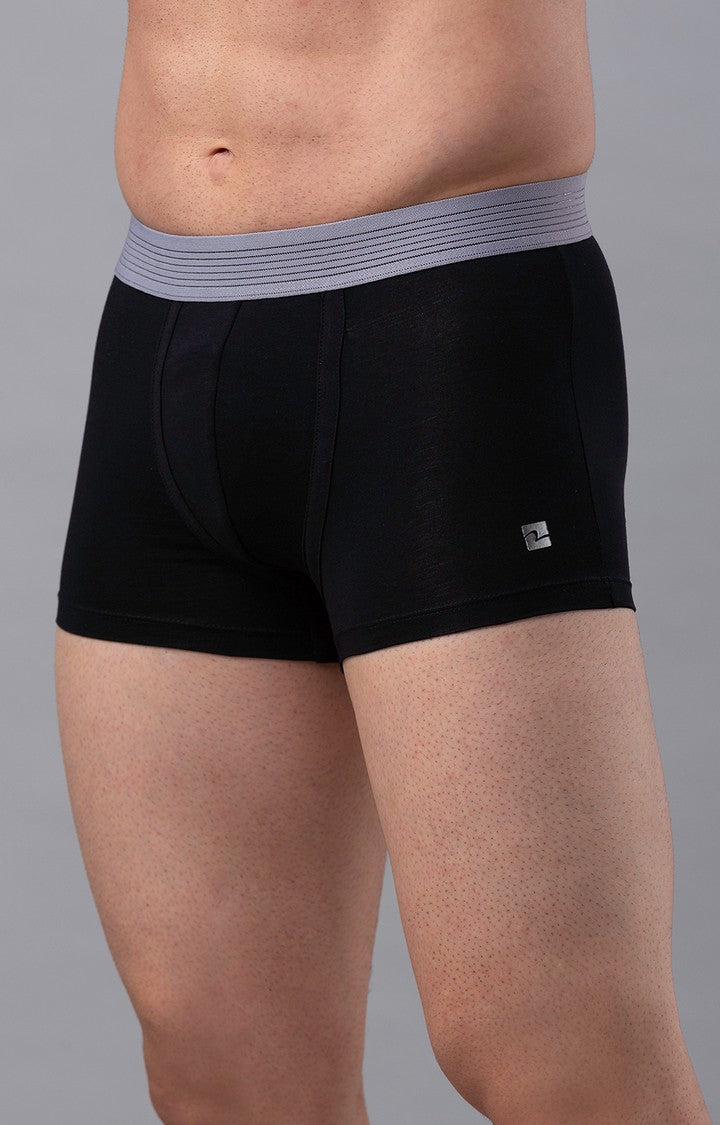 Men Premium Black-Grey Cotton Blend Trunk- UnderJeans by Spykar