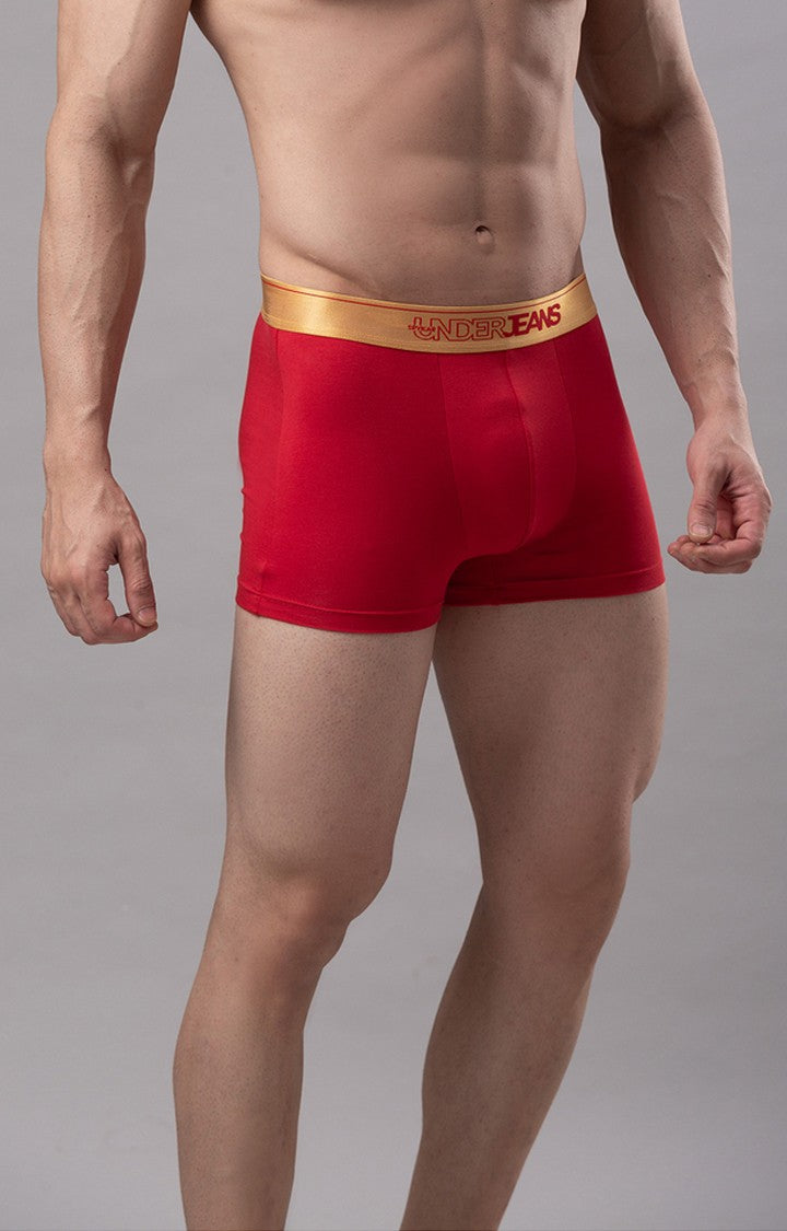Red Cotton Trunk for Men Premium- UnderJeans by Spykar