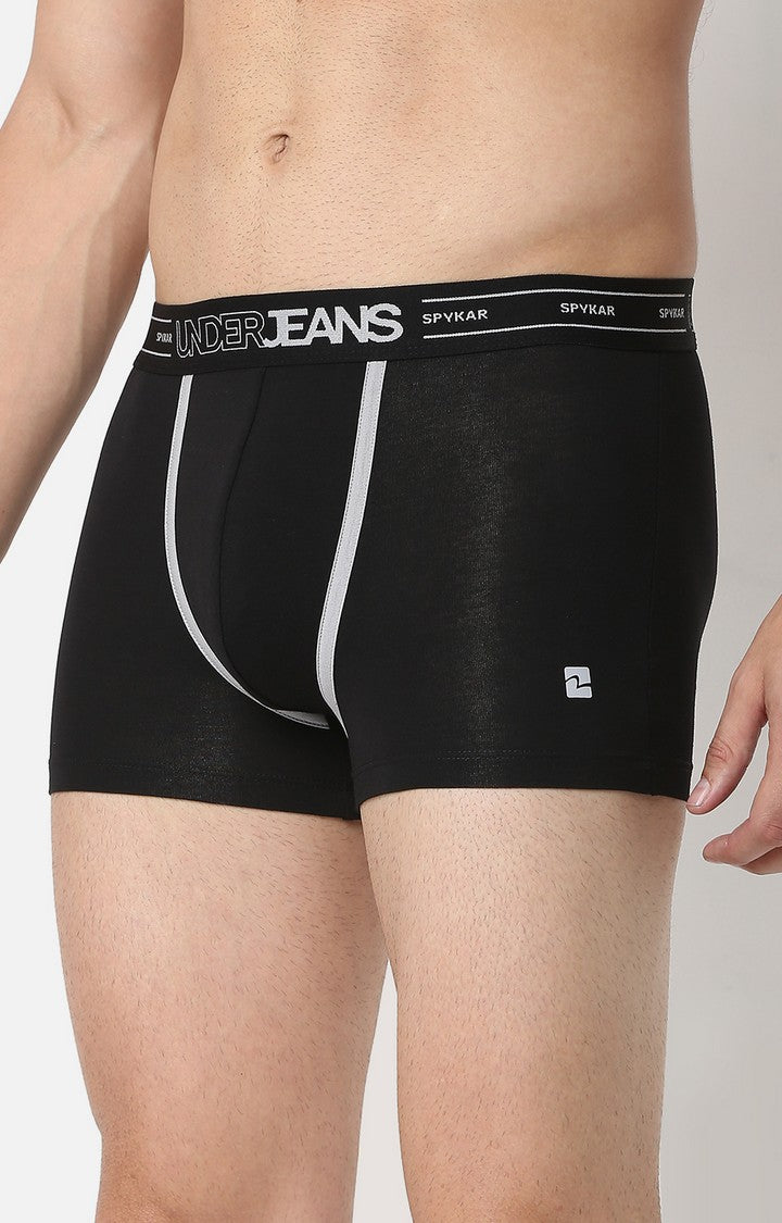 Men Premium Black Cotton Trunk - UnderJeans by Spykar