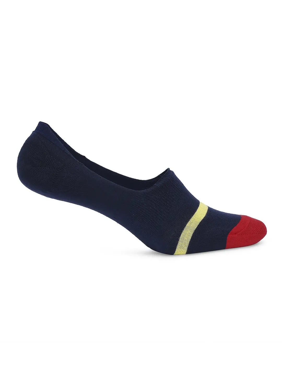 Men Navy & Dark Grey Cotton Blend No Show Socks - Pack Of 2 - Underjeans by Spykar