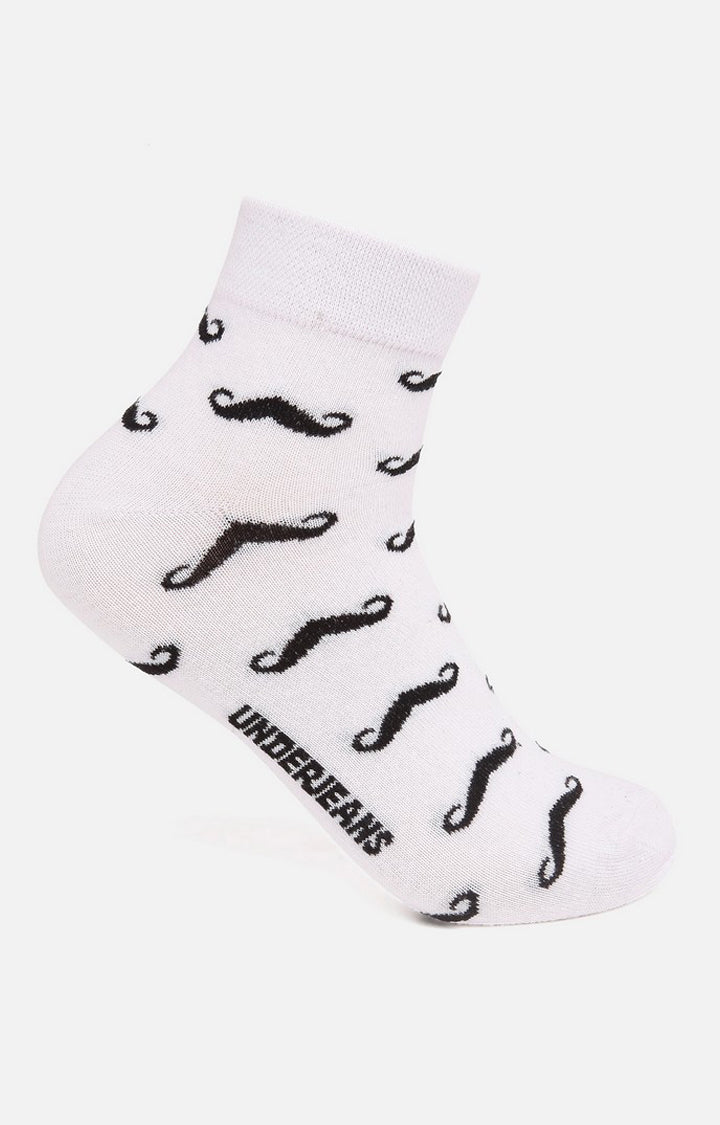Men Premium White Ankle Length (Non Terry) Single Pair of Socks- UnderJeans by Spykar