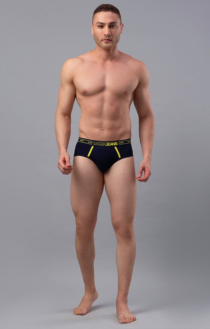 Navy Cotton Brief for Men Premium- UnderJeans by Spykar