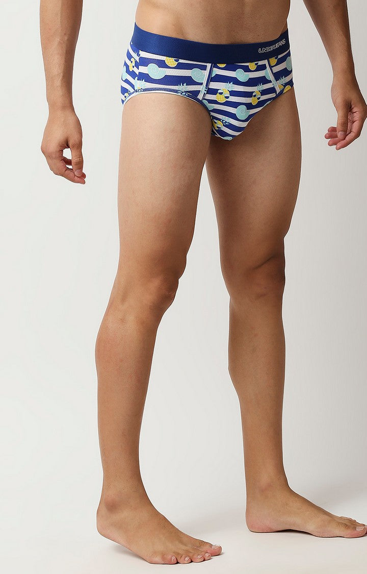 Underjeans by Spykar Men Premium Blue Cotton Blend Regular Fit Brief