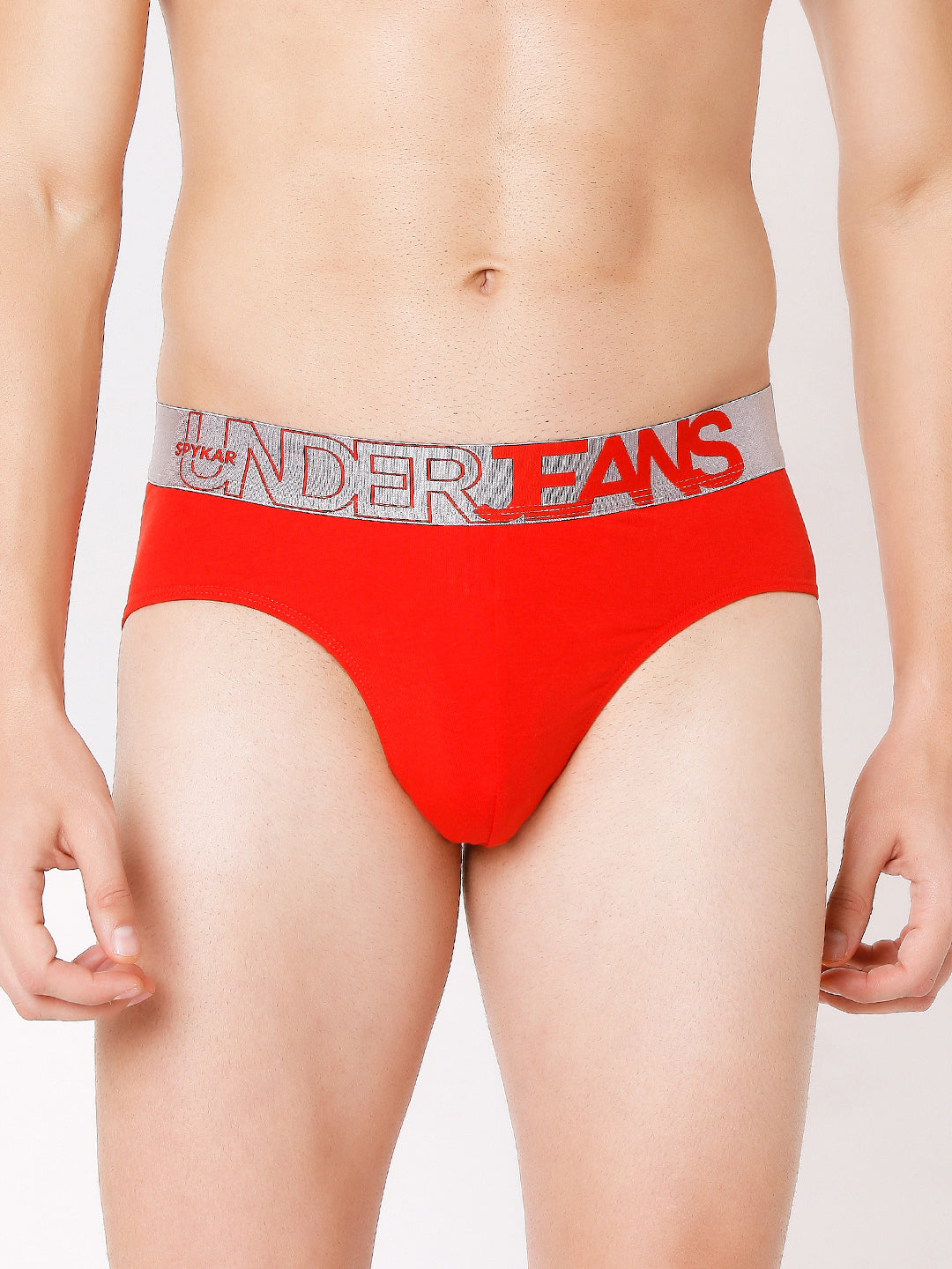 Men Premium Black & Red Cotton Blend Brief (Pack of 2)- UnderJeans by Spykar