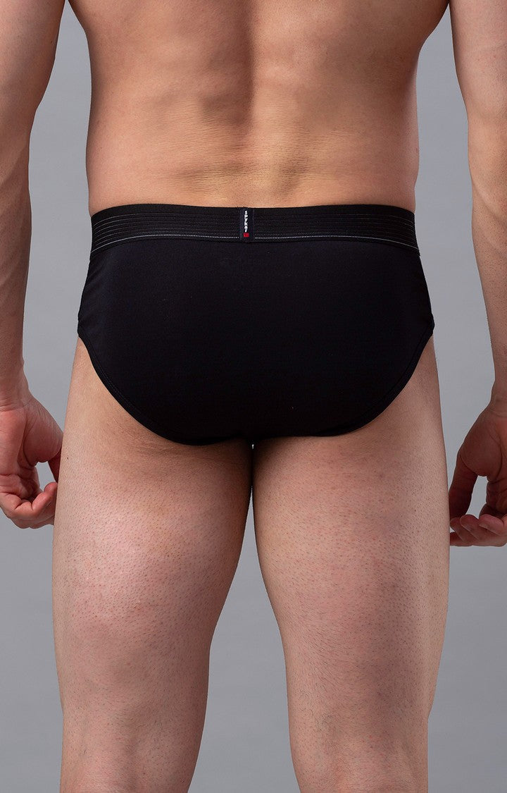 Men Premium Black Cotton Blend Brief- UnderJeans by Spykar