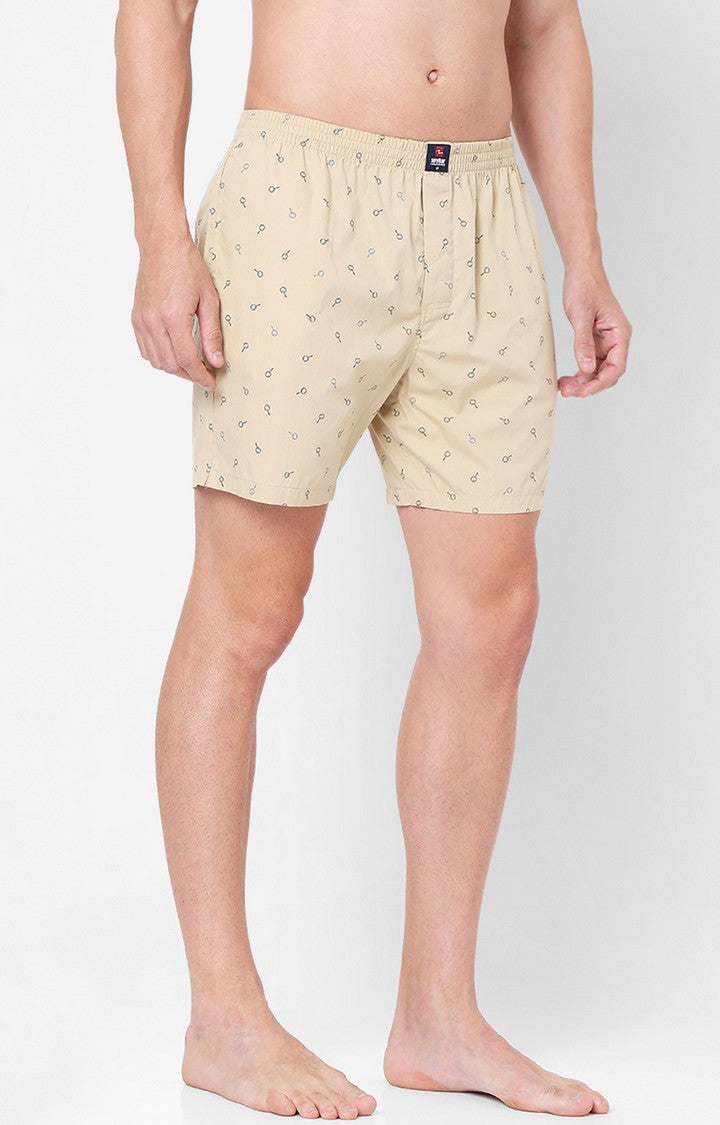 Men Premium Beige Cotton Boxers - UnderJeans by Spykar