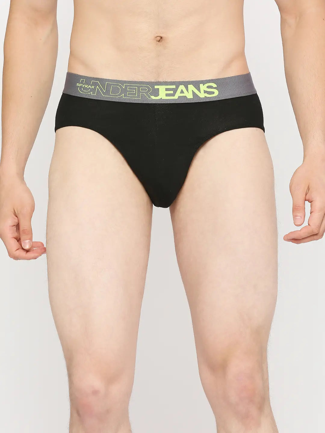 Underjeans by Spykar Men Premium Yellow & Black Cotton Blend Brief - Pack Of 2
