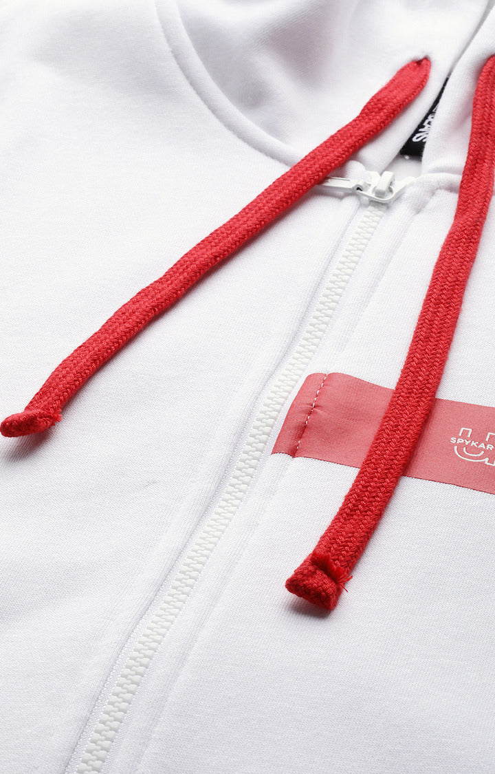 White Cotton Solid Hooded Sweatshirts- UnderJeans by Spykar