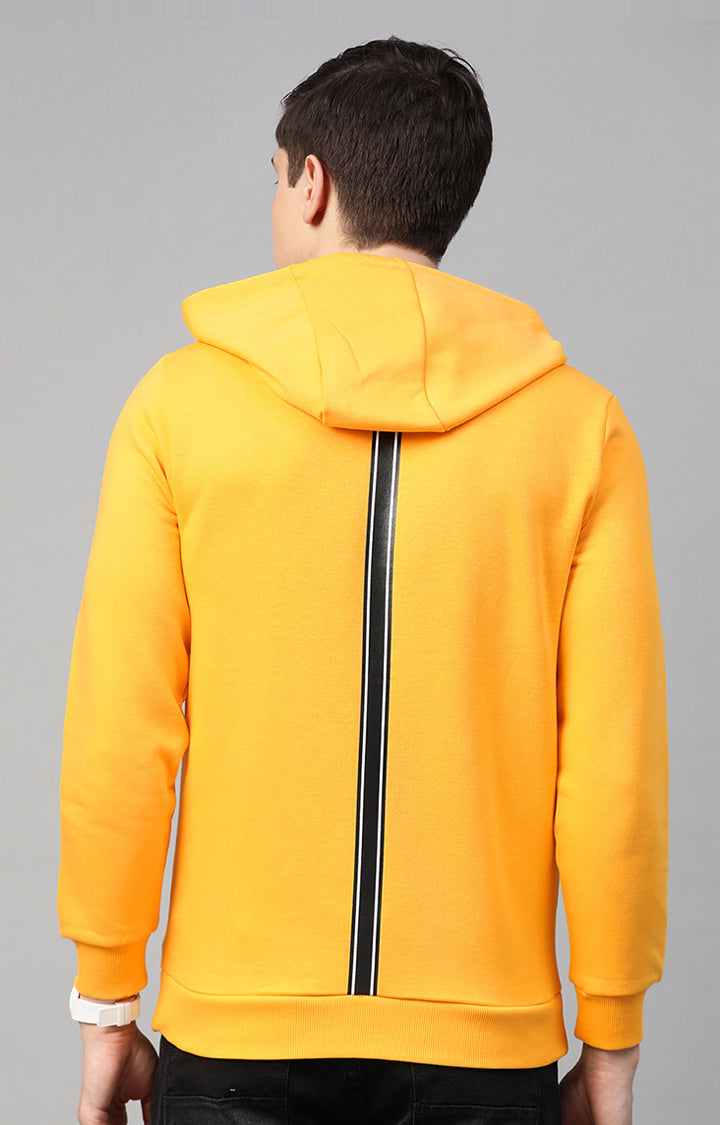 Mustard Cotton Solid Hooded Sweatshirts- UnderJeans by Spykar