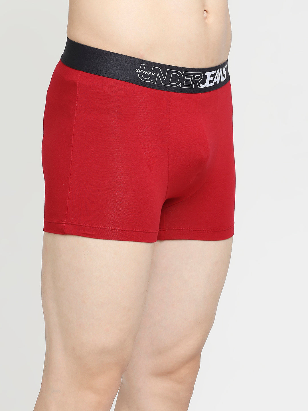 Men Premium Maroon & Navy Blue Cotton Blend Trunk - Pack Of 2- UnderJeans by Spykar