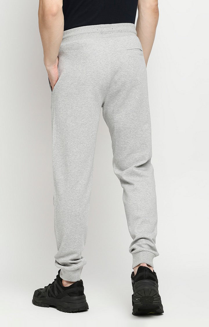 Men Premium Cotton Blend Knitted Grey Trackpant- UnderJeans by Spykar