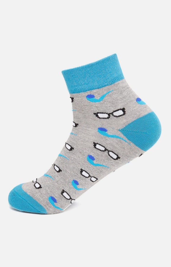 Men Premium Grey Ankle Length (Non Terry) Single Pair of Socks- UnderJeans by Spykar
