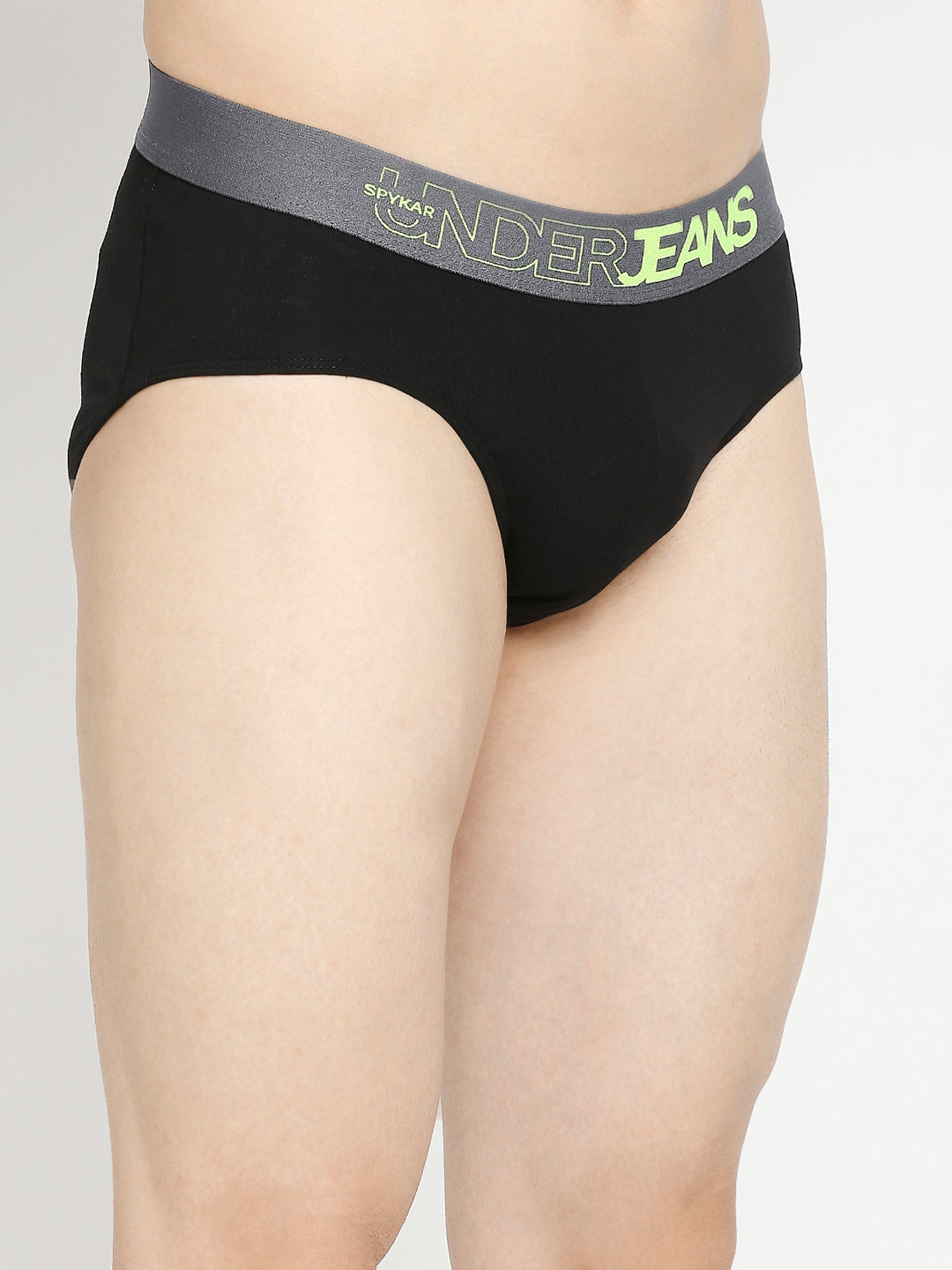 Men Premium Yellow & Black Cotton Blend Brief - Pack Of 2- UnderJeans by Spykar