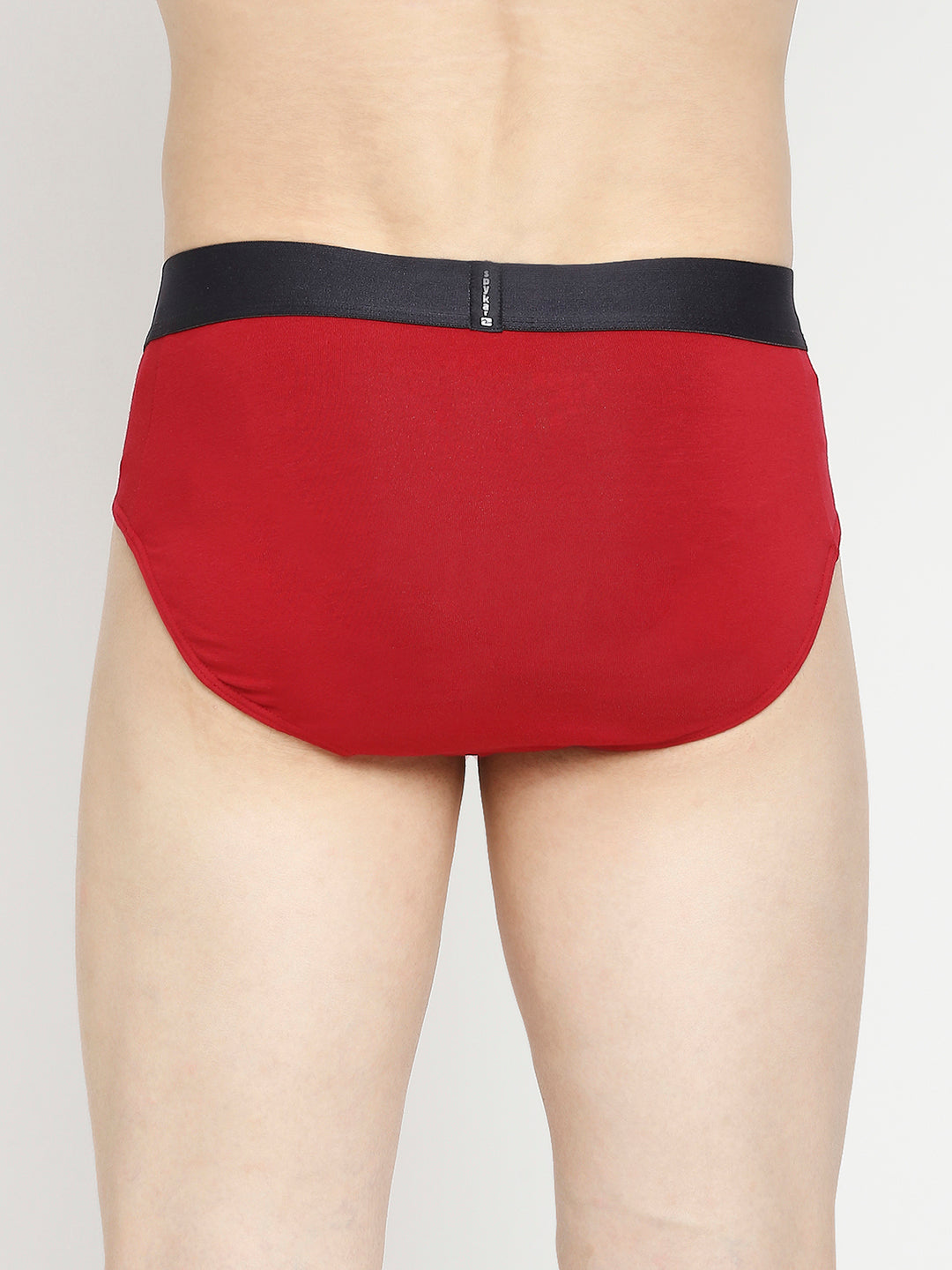Men Premium Maroon & Dark Grey Cotton Blend Brief - Pack Of 2- UnderJeans by Spykar