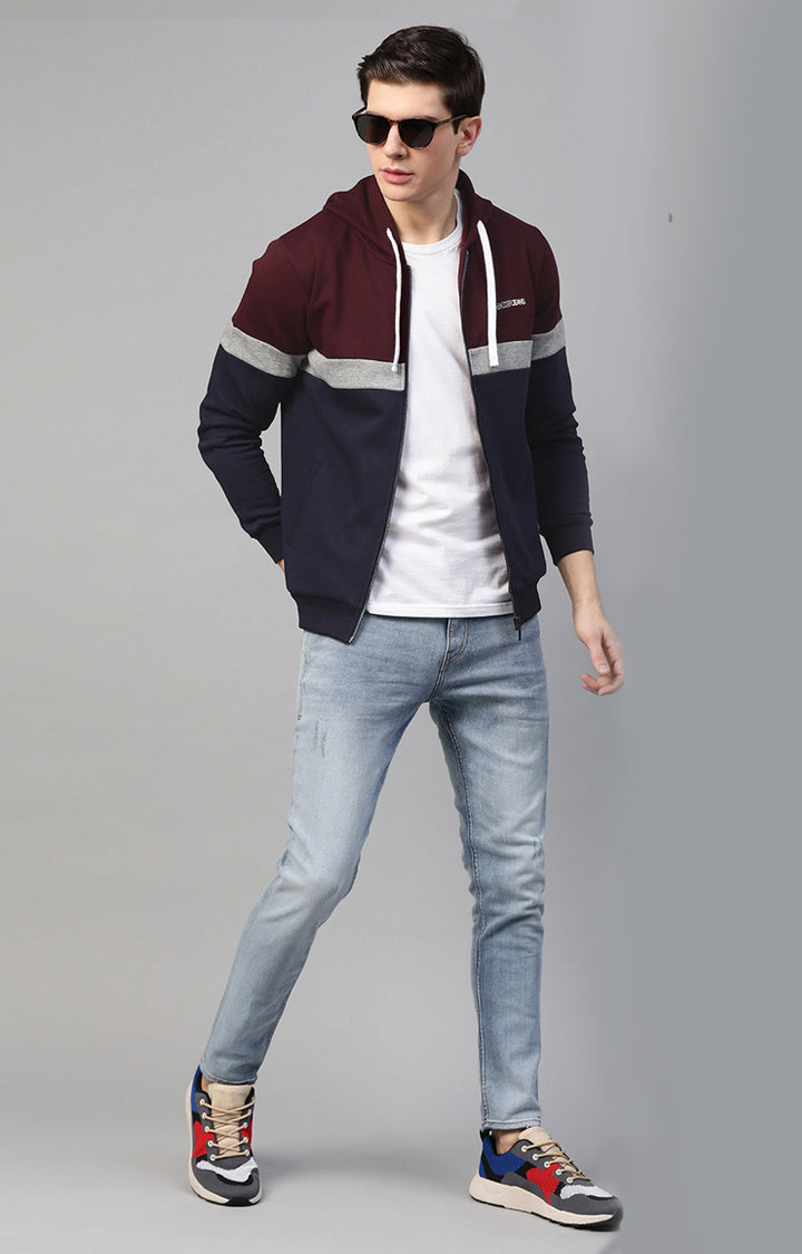 Maroon Cotton Solid Hooded Sweatshirts- UnderJeans by Spykar