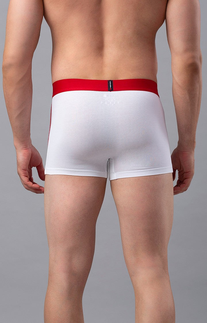 Men Premium Cotton Blend White-Red Trunk - (Pack of 2)- UnderJeans by Spykar