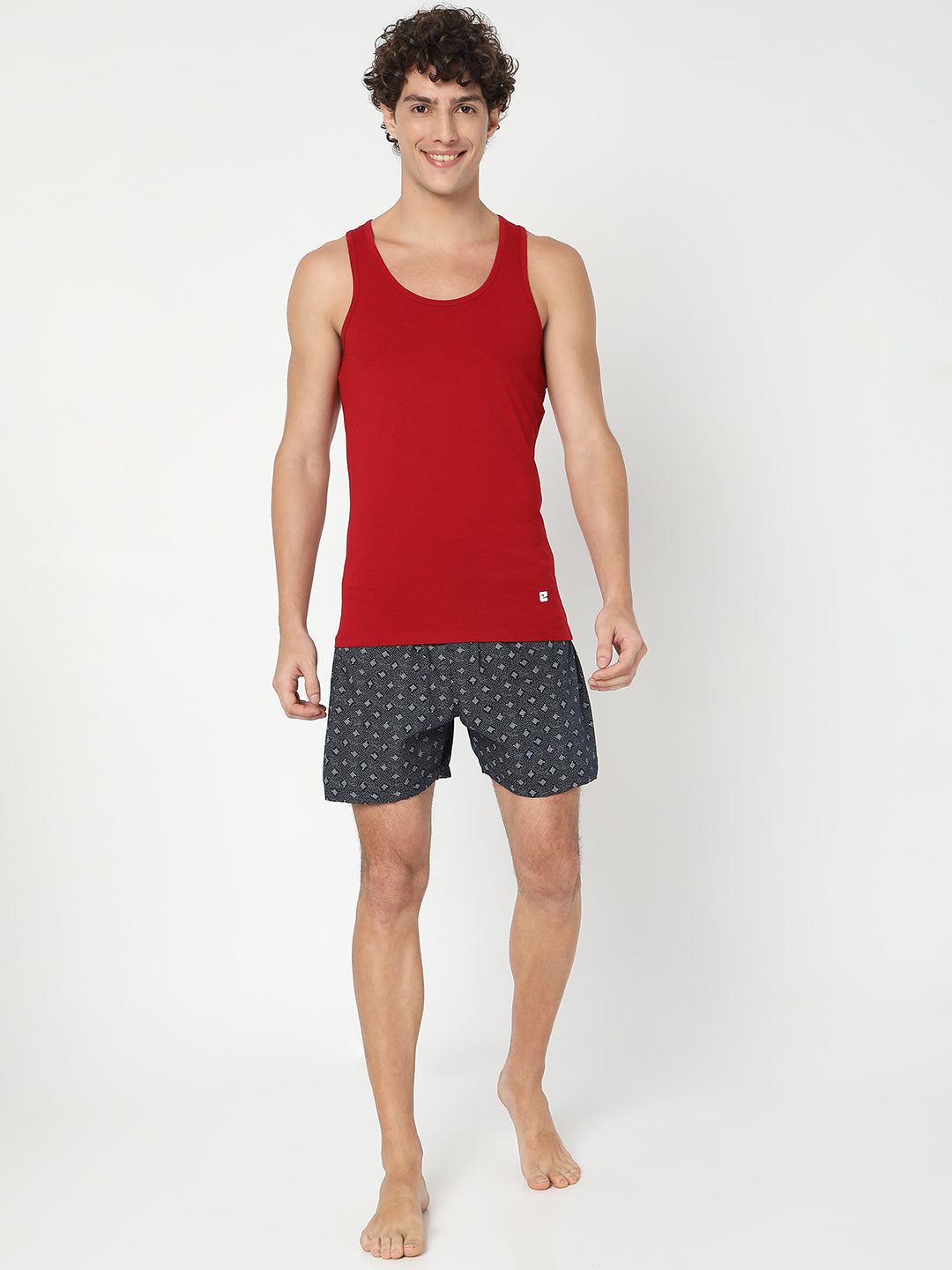 Men Premium Maroon Cotton Blend Regular Fit Vest - UnderJeans by Spykar