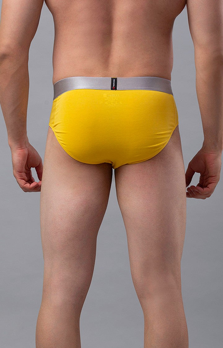 Underjeans by Spykar Men Premium Cotton Blend Yellow Brief