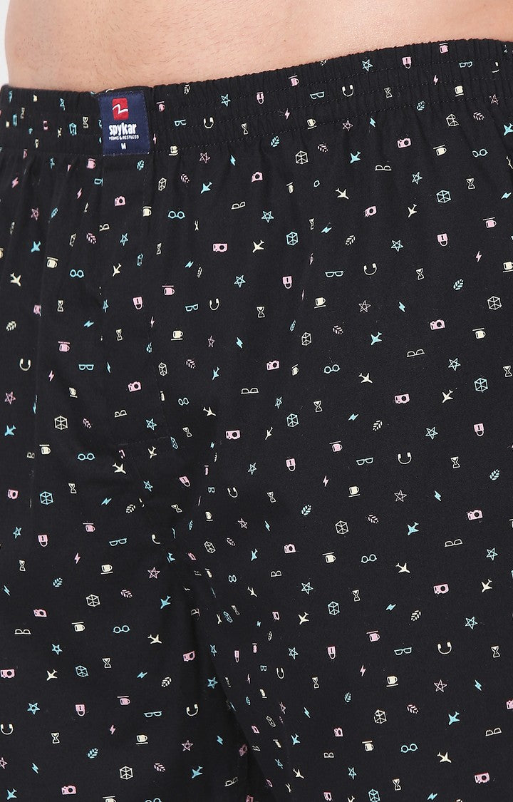 Men Premium Black Cotton Boxers- UnderJeans by Spykar