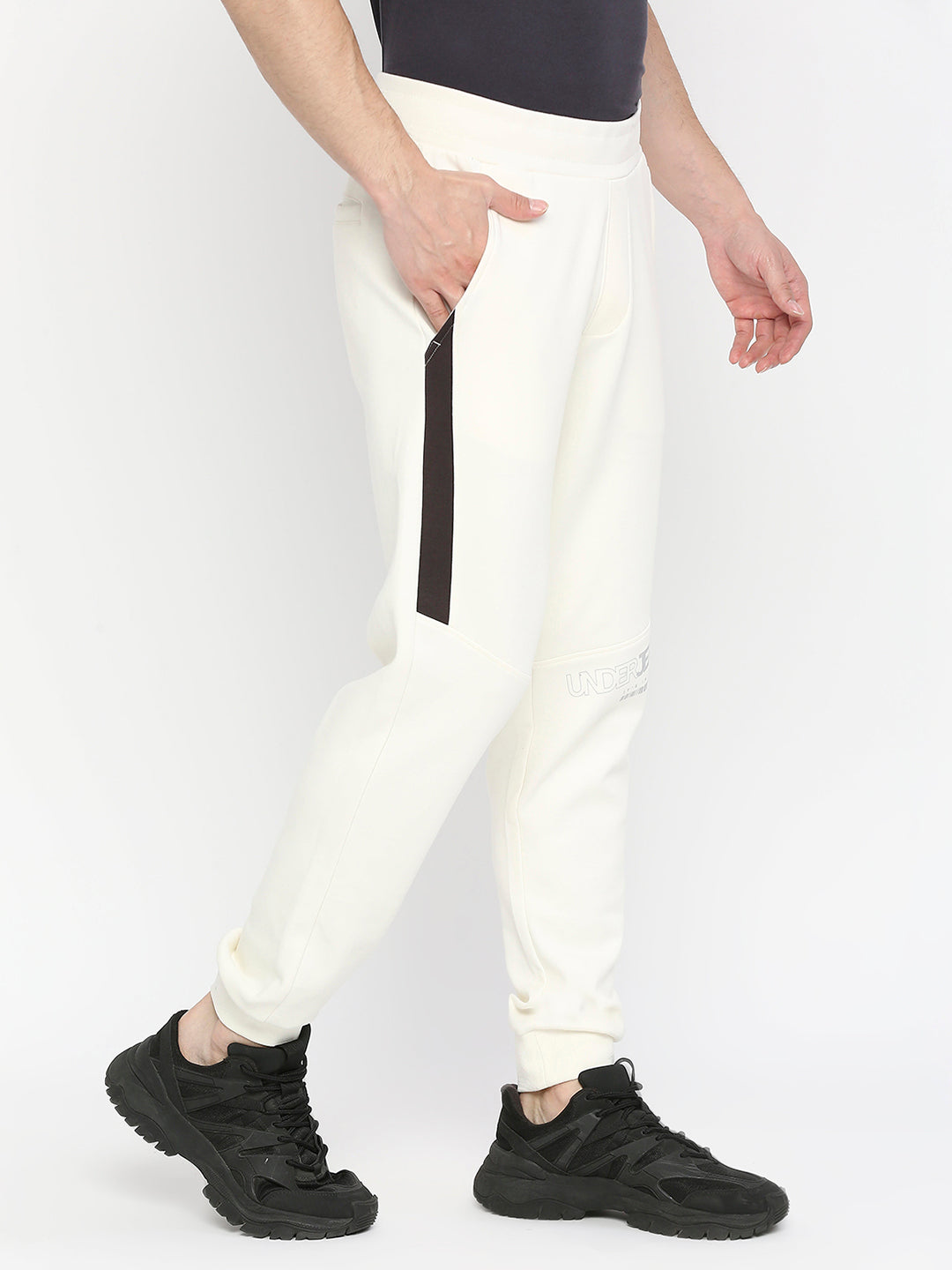 Men Premium Cotton Ecru Trackpant - UnderJeans by Spykar
