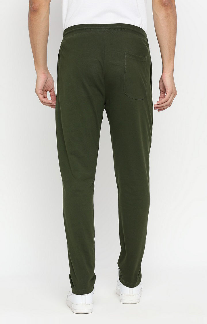Men Premium Knitted Olive Cotton Trackpant - UnderJeans by Spykar