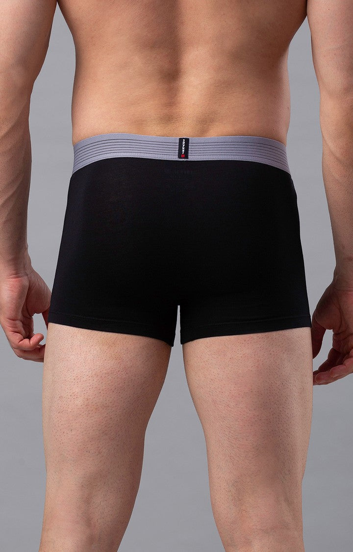 Men Premium Cotton Blend Black-Grey Trunk - (Pack of 2)- UnderJeans by Spykar