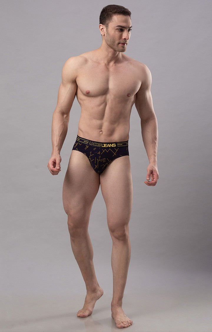 Navy Blue Cotton Brief for Men Premium- UnderJeans by Spykar
