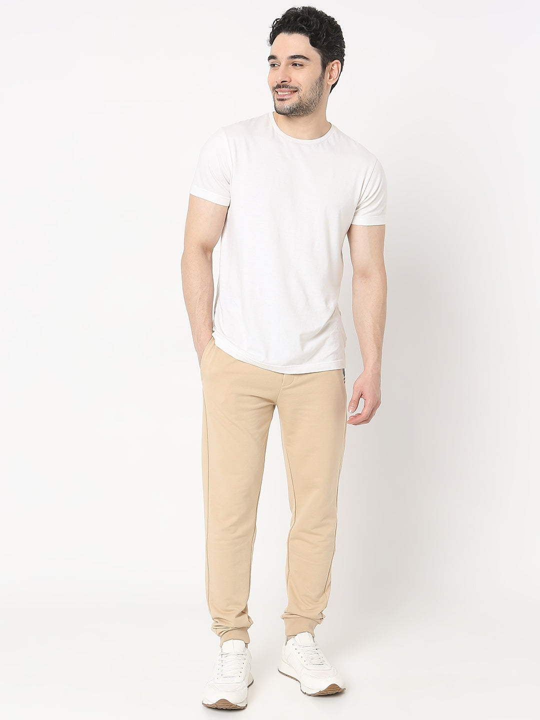 Underjeans by Spykar Men Premium Knitted Beige Track Pant