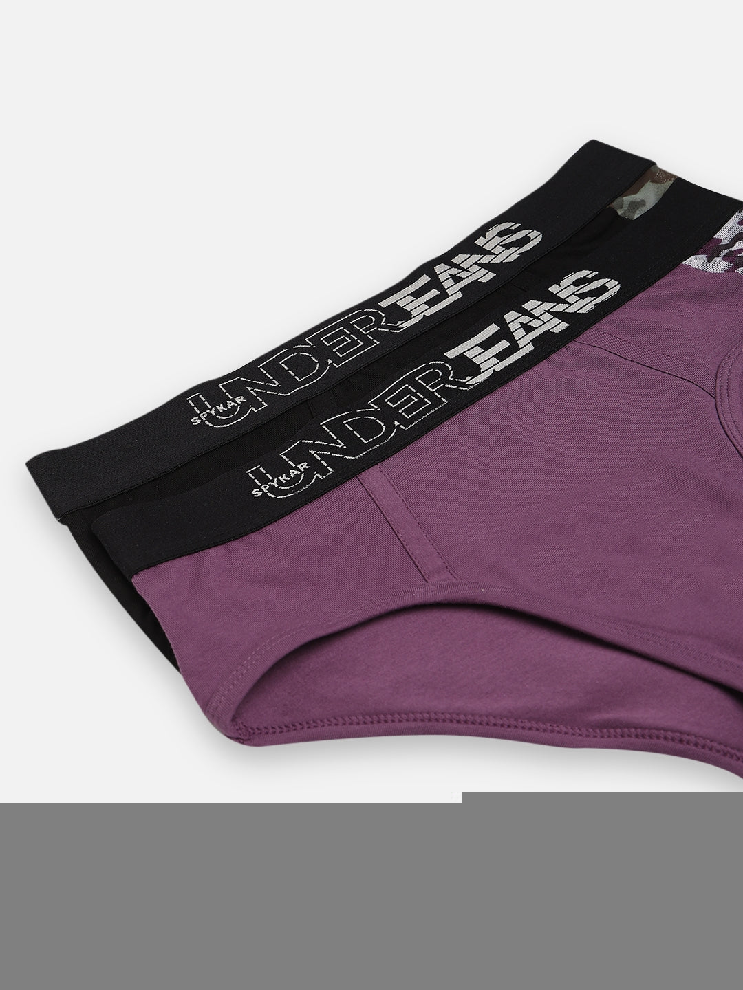 Underjeans by Spykar Men Premium Pack of 2 Black-Purple Brief