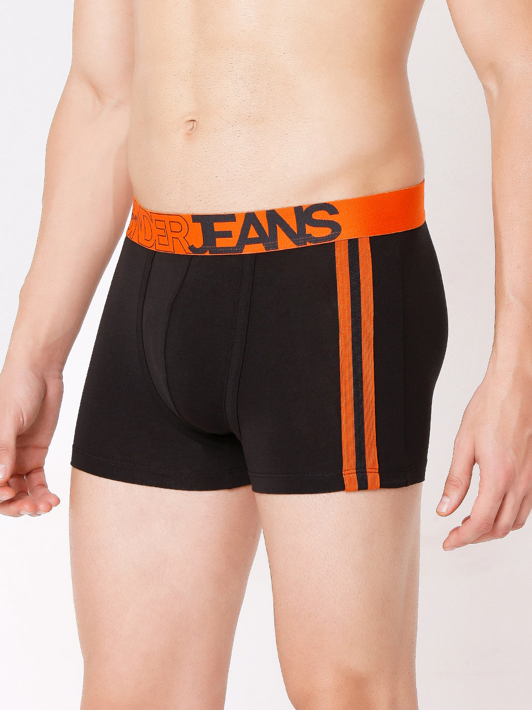 Men Premium Black-Orange & White-Red Cotton Blend Trunk (Pack of 2)- UnderJeans by Spykar