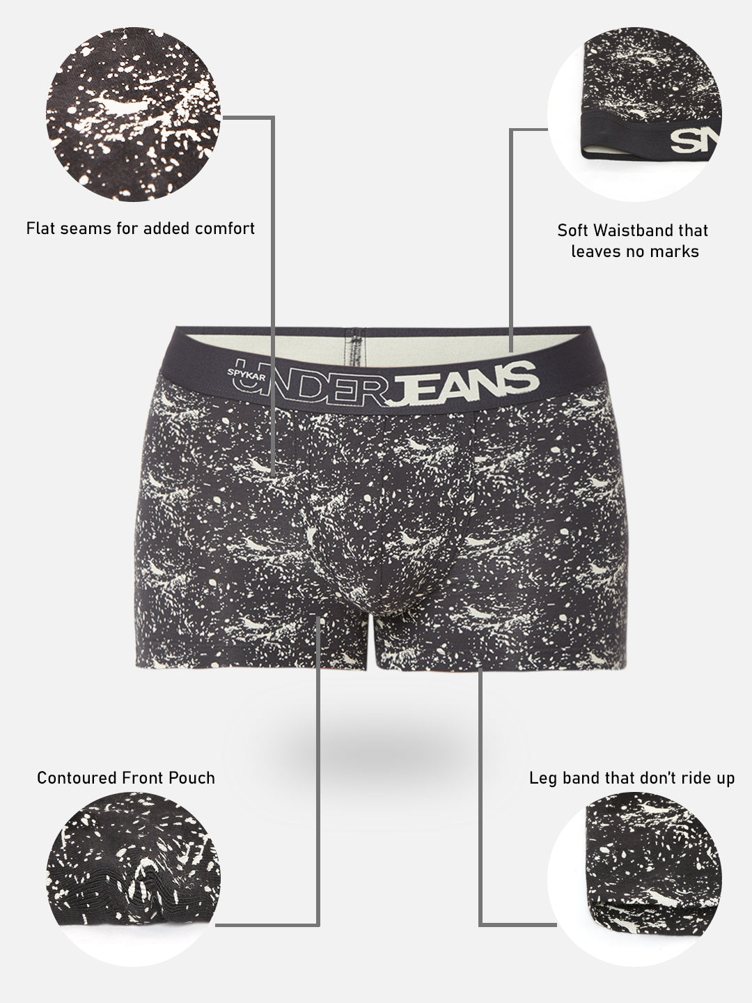 Men Premium Grey Cotton Blend Regular Fit Trunk - UnderJeans by Spykar