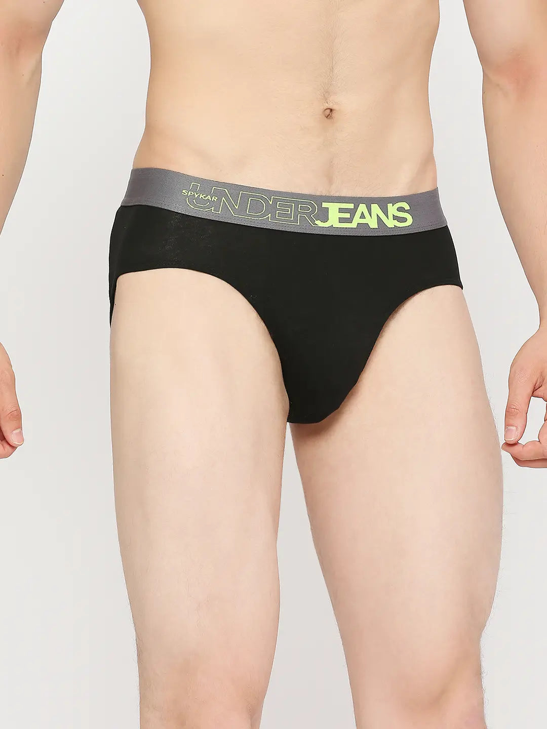 Underjeans by Spykar Men Premium Yellow & Black Cotton Blend Brief - Pack Of 2