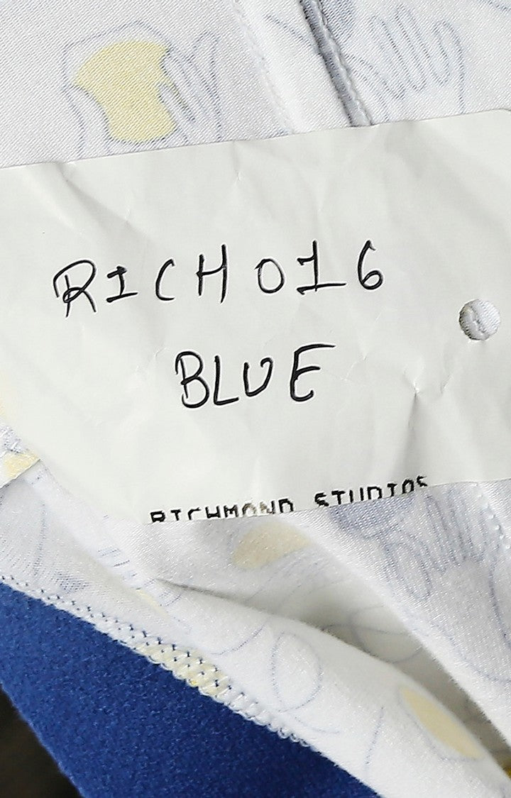 Men Premium Blue Cotton Blend Printed Trunk- UnderJeans by Spykar