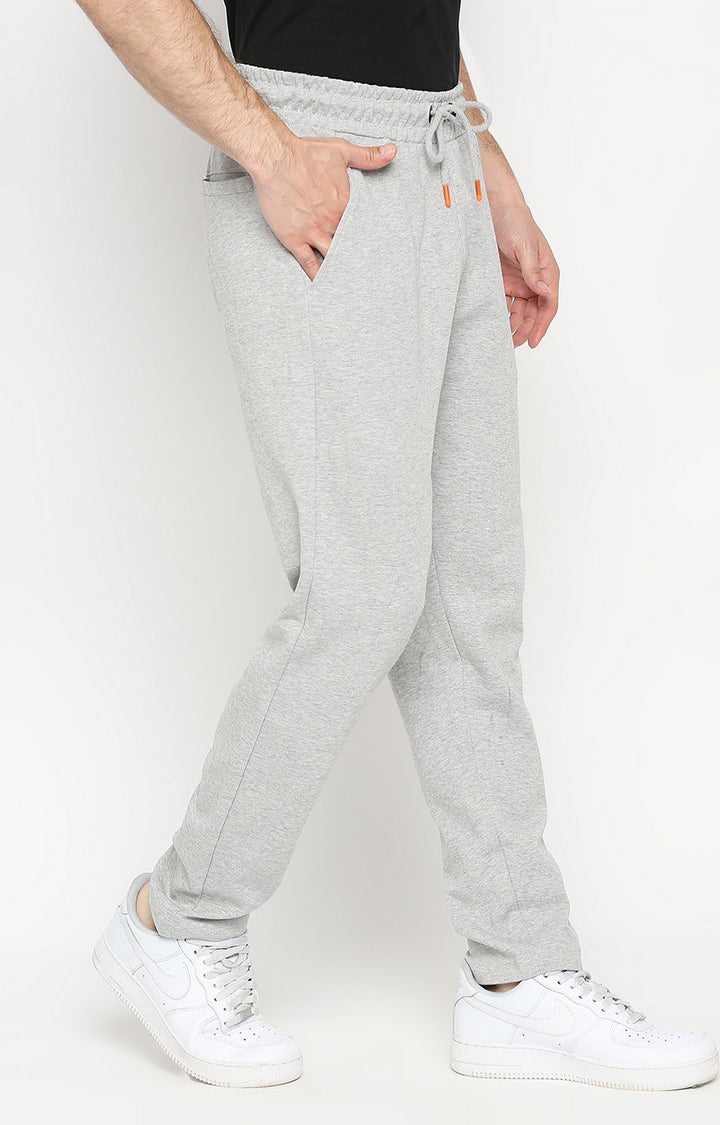 Men Premium Cotton Blend Knitted Grey Trackpant - UnderJeans by Spykar