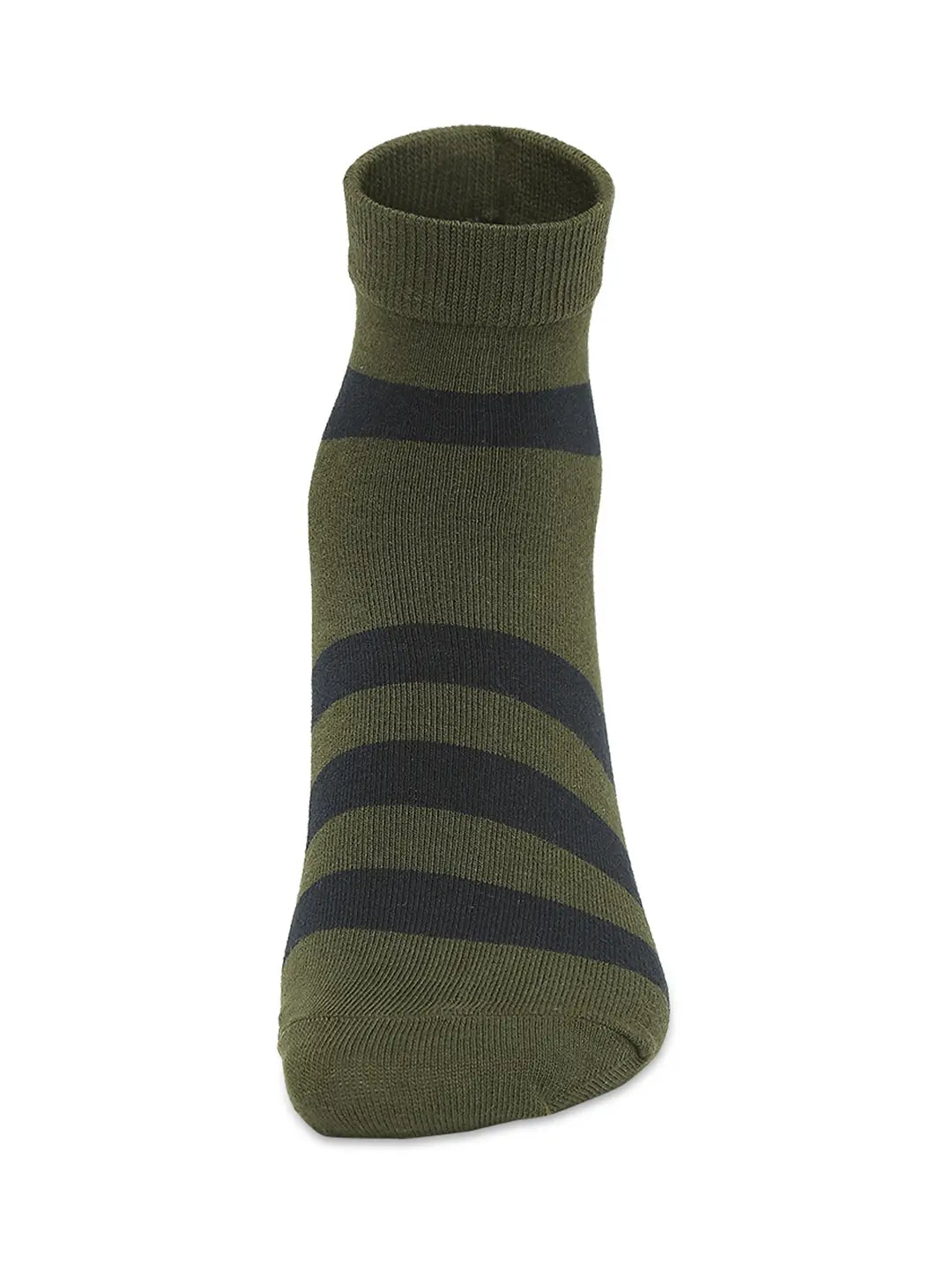 Men Premium Olive & Navy Melange Ankle Length Socks - Pack Of 2- Underjeans by Spykar