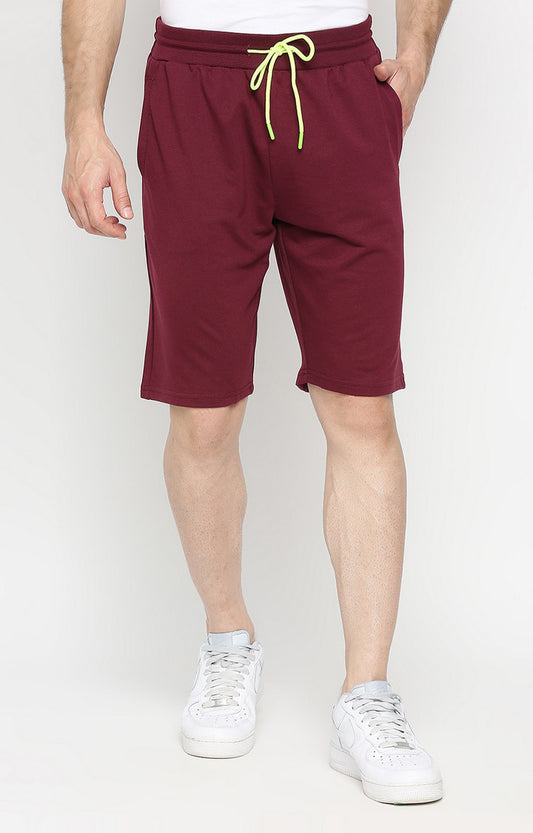 Men Premium Wine Cotton Blend Shorts - UnderJeans by Spykar