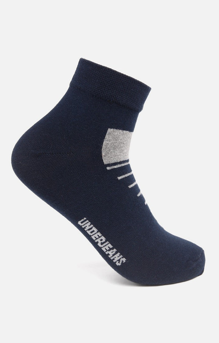 Men Premium Anthra Navy Black Grey Ankle Length (Non Terry) (Pack of 4) Socks- UnderJeans by Spykar