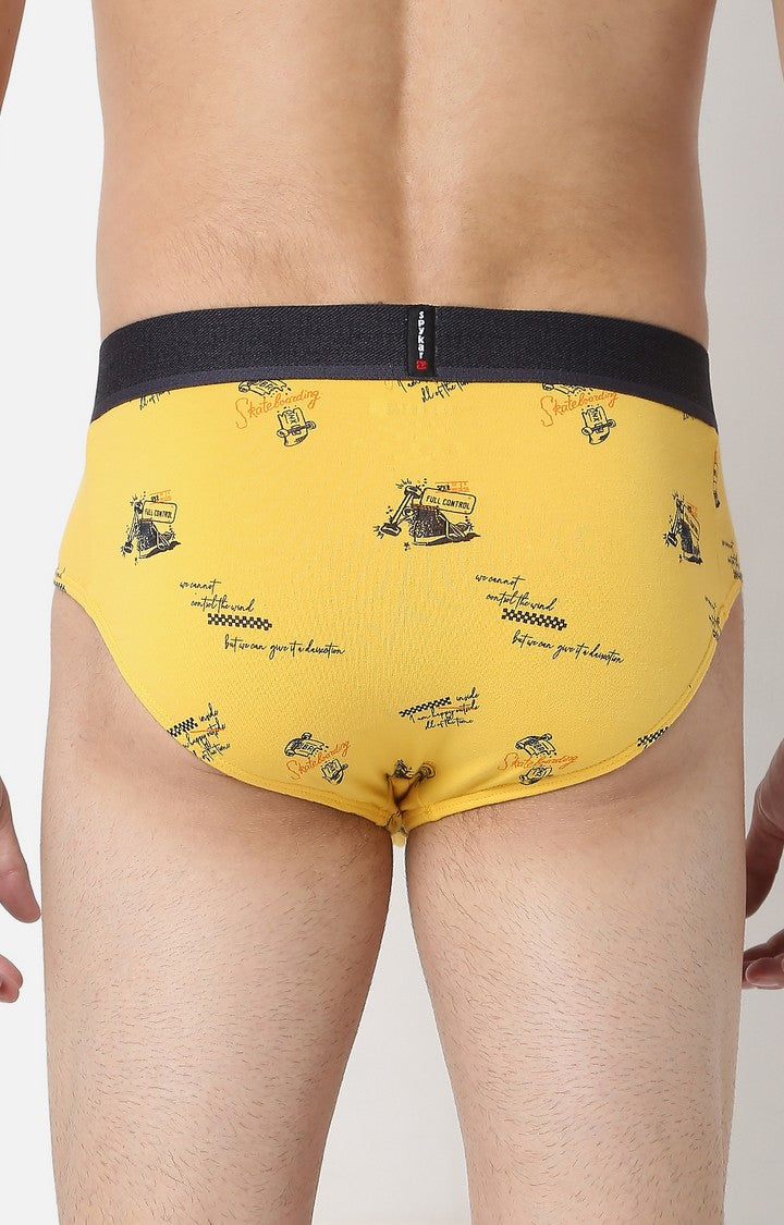 Underjeans by Spykar Men Premium Cotton Blend Yellow Brief