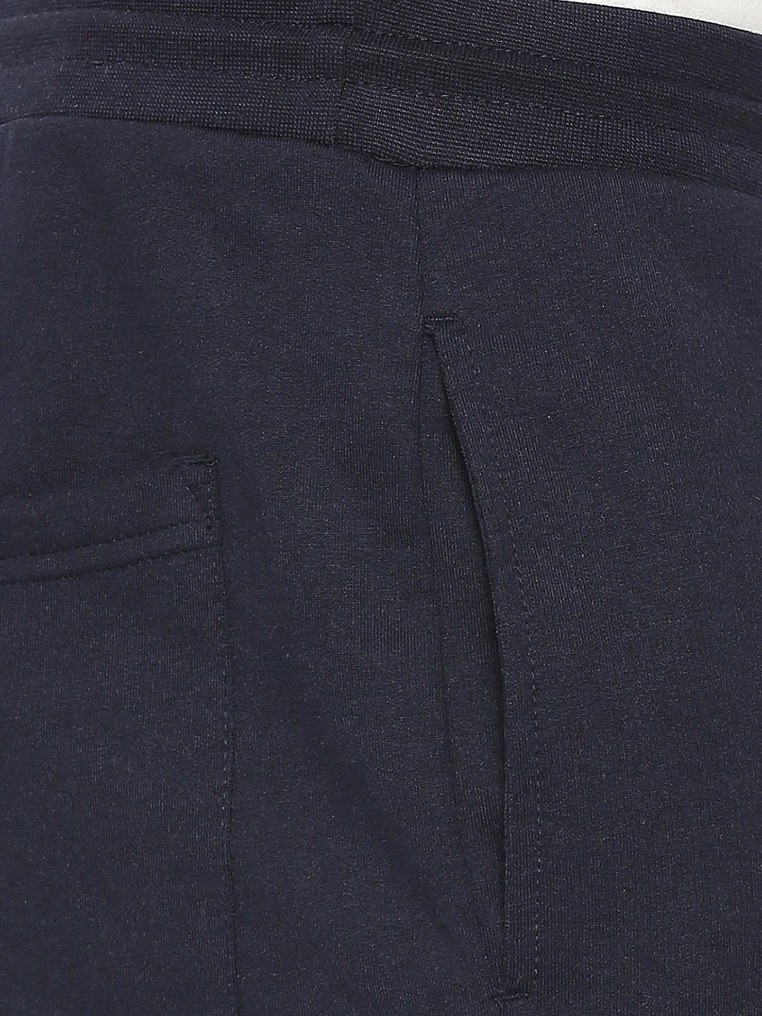Men Premium Cotton Blend Navy Trackpants - UnderJeans by Spykar