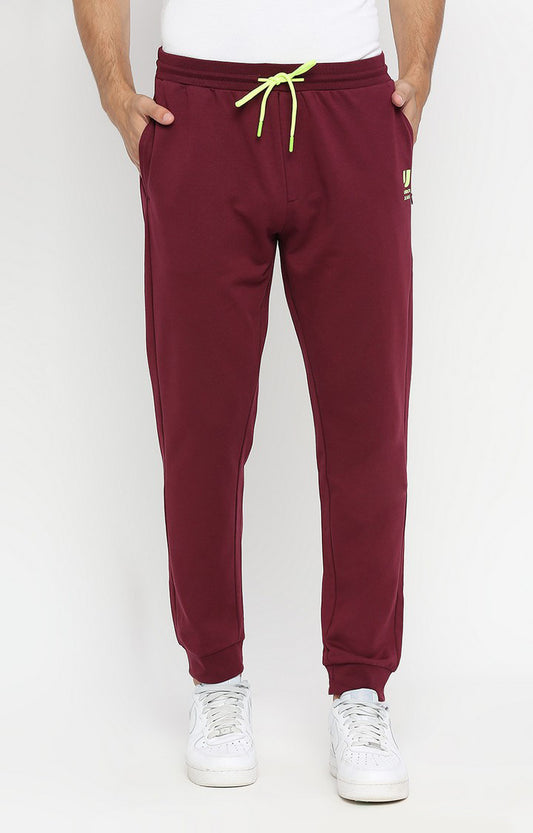 Men Premium Cotton Blend Wine Trackpant - UnderJeans by Spykar