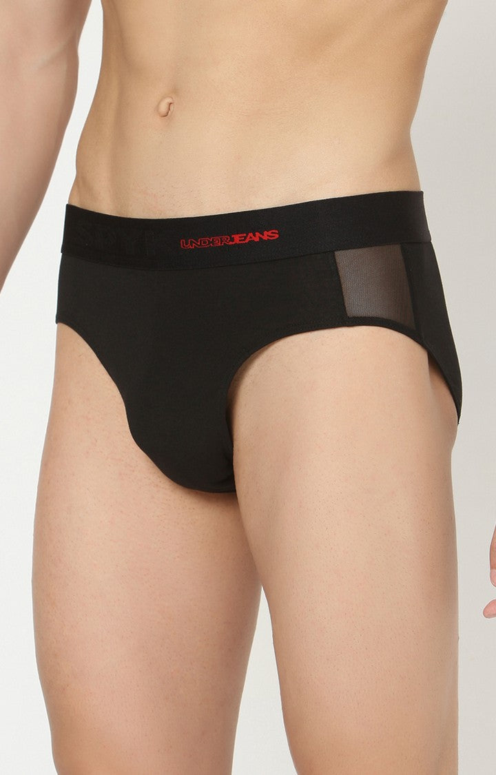 Underjeans by Spykar Men Premium Cotton Blend Black Brief