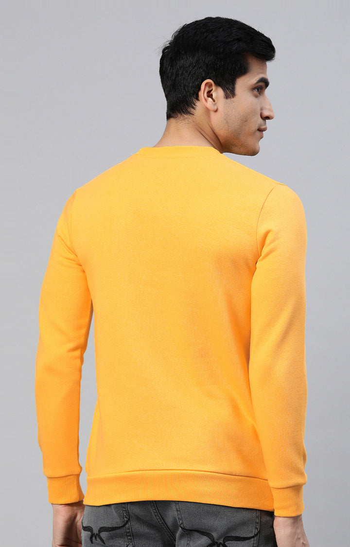 Mustard Cotton Solid Round Neck Sweatshirts- UnderJeans by Spykar