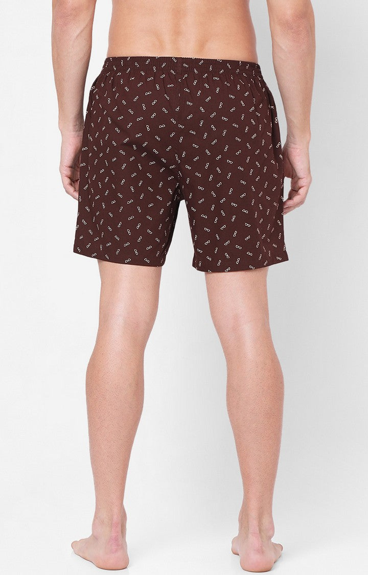 Men Premium Brown Cotton Boxers - UnderJeans by Spykar