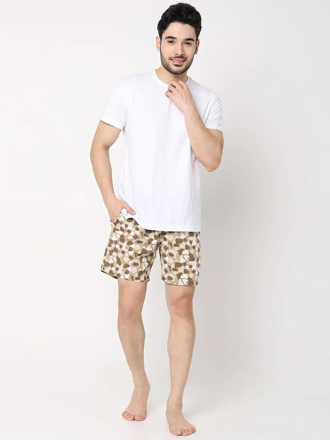 Underjeans by Spykar Men Premium Beige Cotton Blend Regular Fit Boxer Shorts